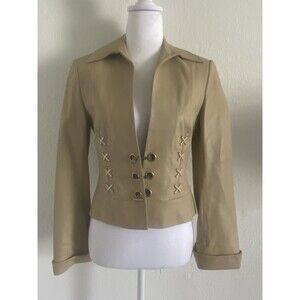 WORTH Women’s Soft Leather Jacket Tan Color Toggle Closure Laced Size 2 Lined